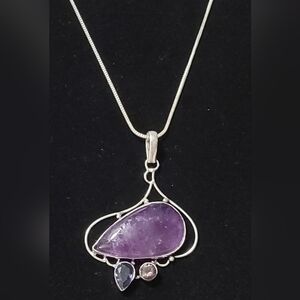 Handmade 925 Sterling Silver Amethyst Gemstone Pendant &…